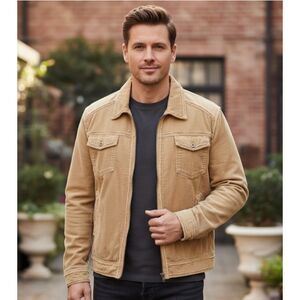 BKE Corduroy Trucker Jacket Tan Full Zip Coat Mens Size XL